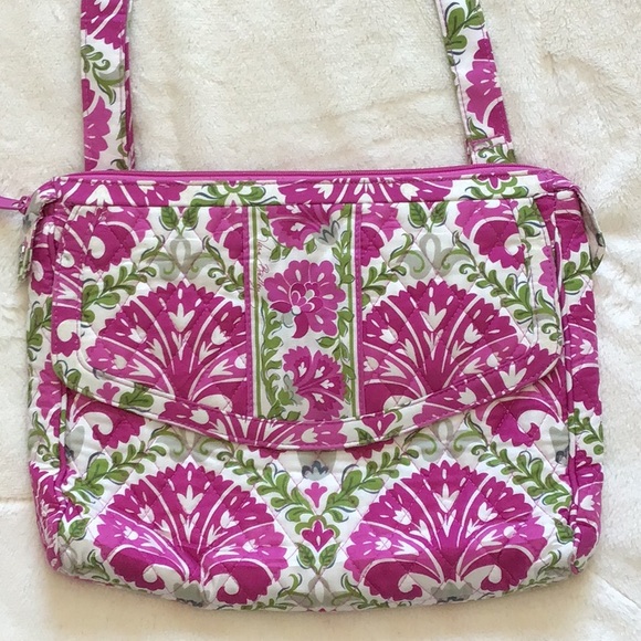 Vera Bradley vintage floral messenger bag 100% cotton, quilted pockets - Picture 4 of 15